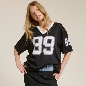 NWT Mimosa Sporty Black V-Neck Jersey Top Womens Size S